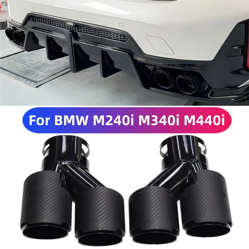 For BMW M240i M340i M440i M Carbon Fiber Tailpipe G20 G21 G23 G42 Black Muffler Exhaust Pipe Tip Nozzle Exhaust Head