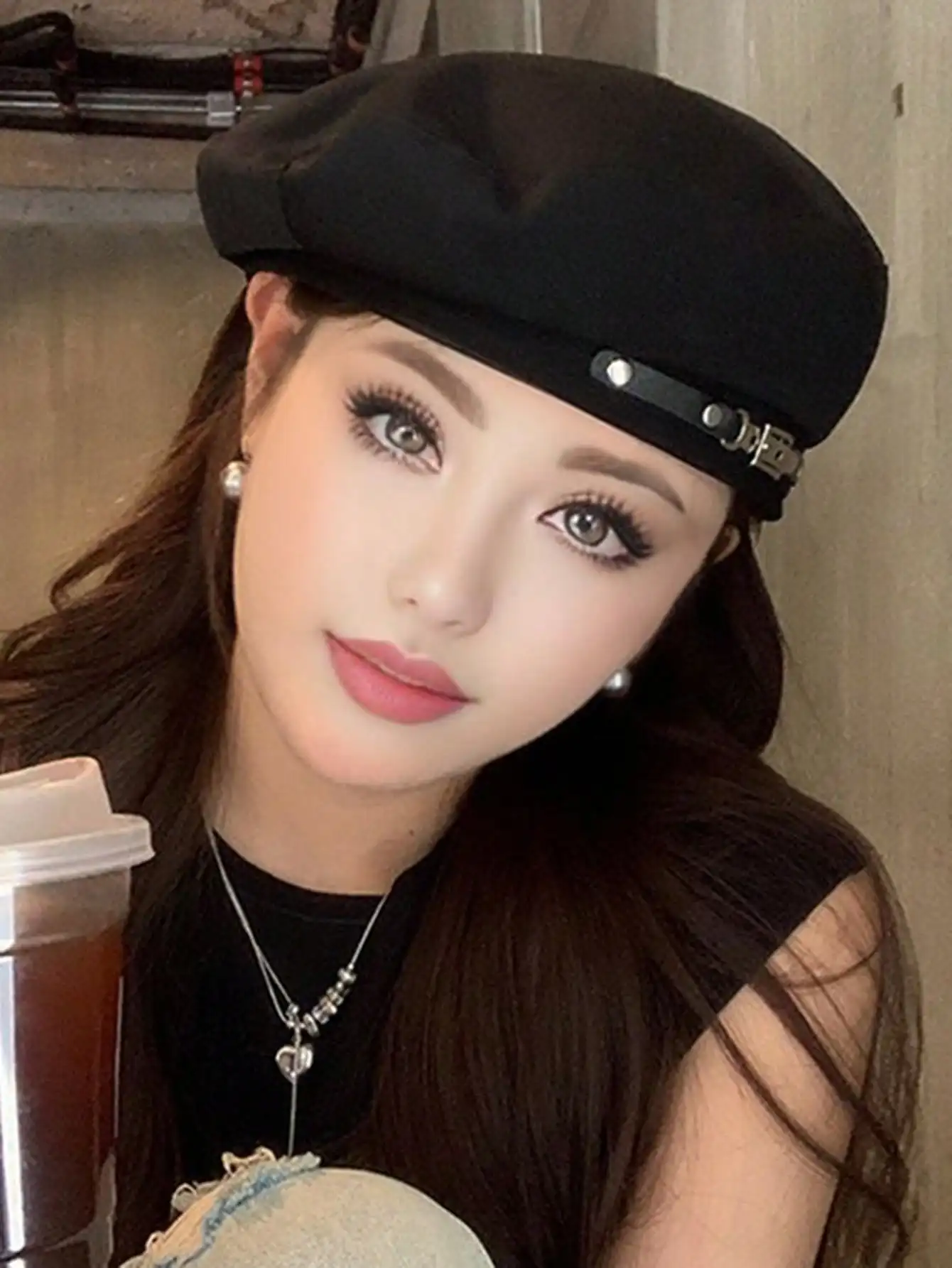 1pc Solid Color Spring and Autumn Beret, New Style Face-Slimming French Vintage Hat