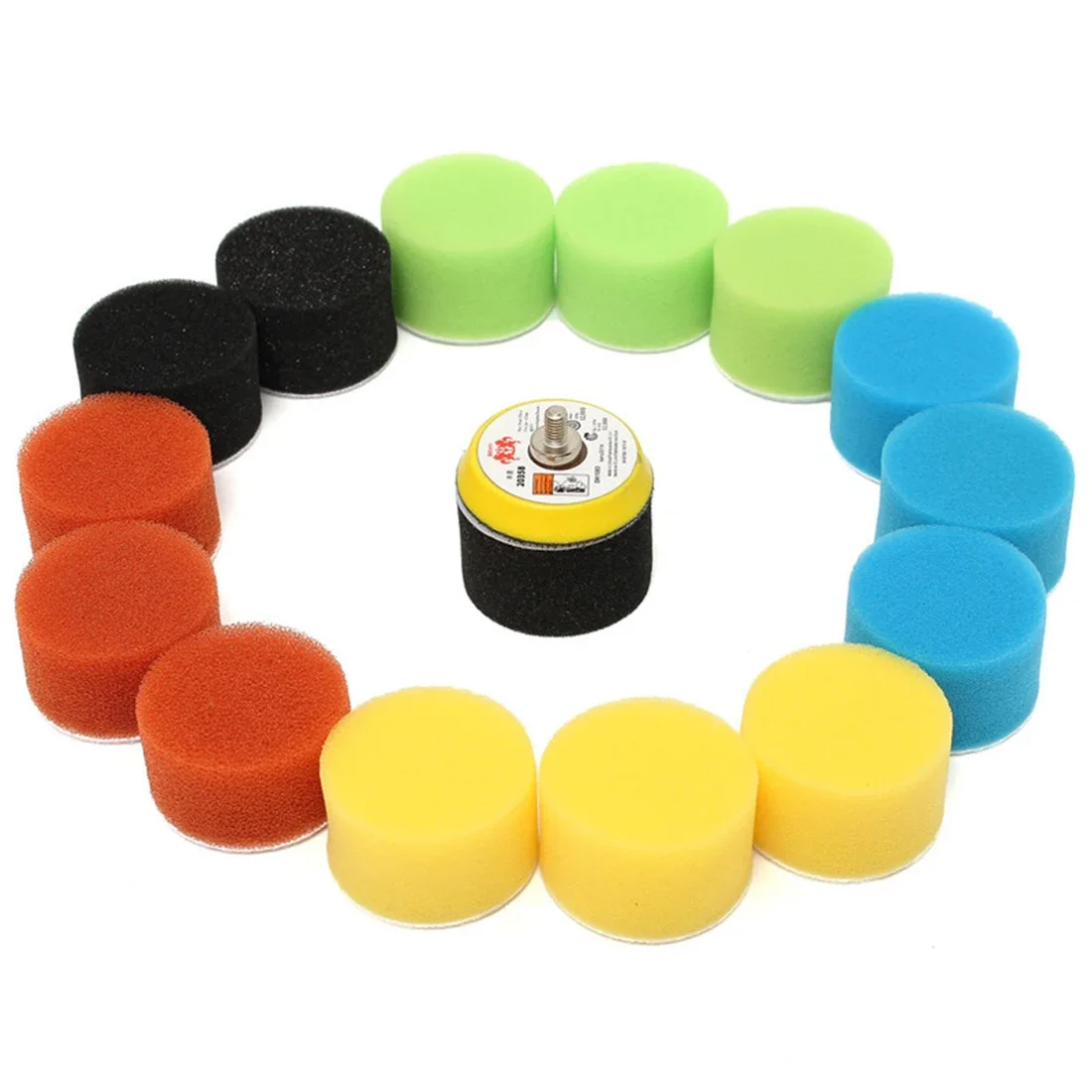 Flat Sponge Polishing Pad 16pcs Sponge Waxing Pad Screw Tray For Car Polisher 2 Inch 50mm Detail Waxing Buffing Tool Kit