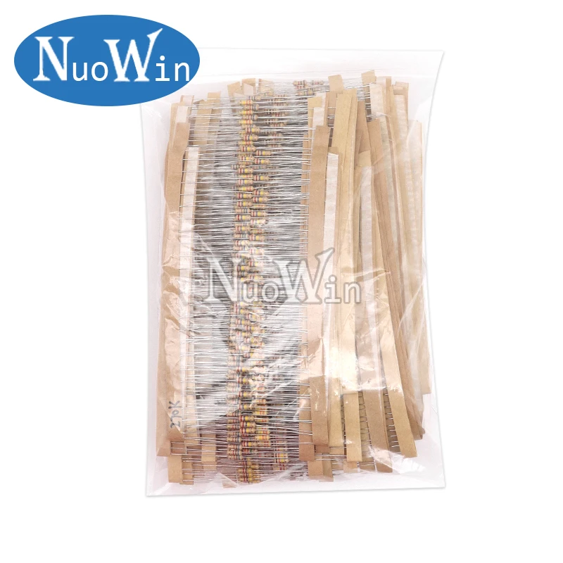 2500pcs/lot 1/4W 0.25w 5% Carbon Film Resistor Kit 50 Values Assortment Pack Mix Selection (1R-10M)