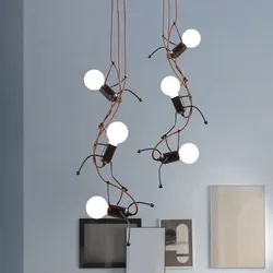 Modern Creative Art Climber Small Iron Man Chandelier 3/6 Head Aisle Corridor Children's Room Dining  Bedroom Led