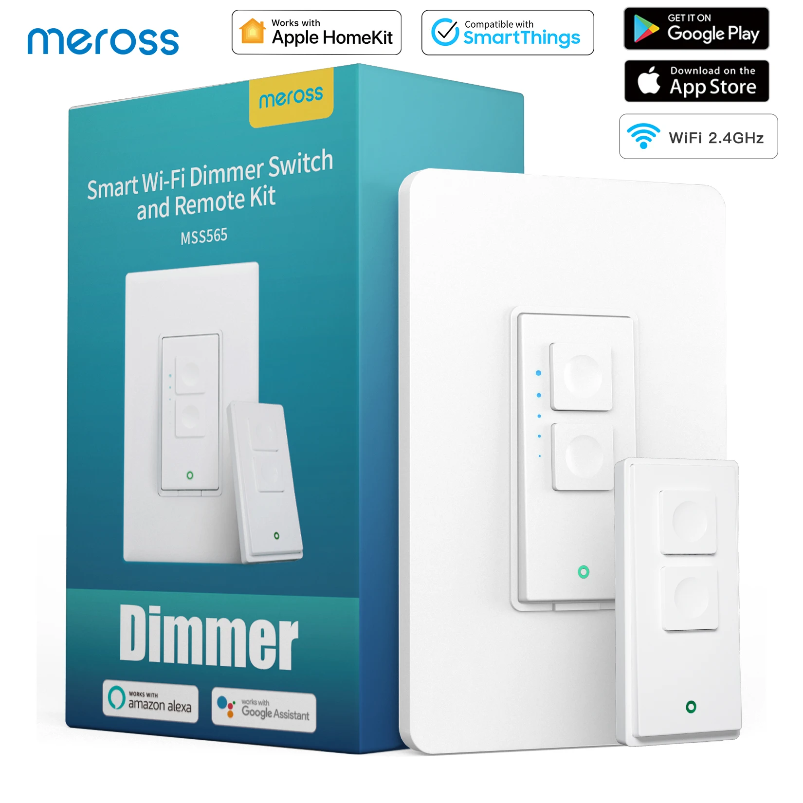 HomeKit Smart Wifi Dimmer Switch and Remote Kit Remote Control Light Switches Support Alexa Google Assistant SmartThings Meross