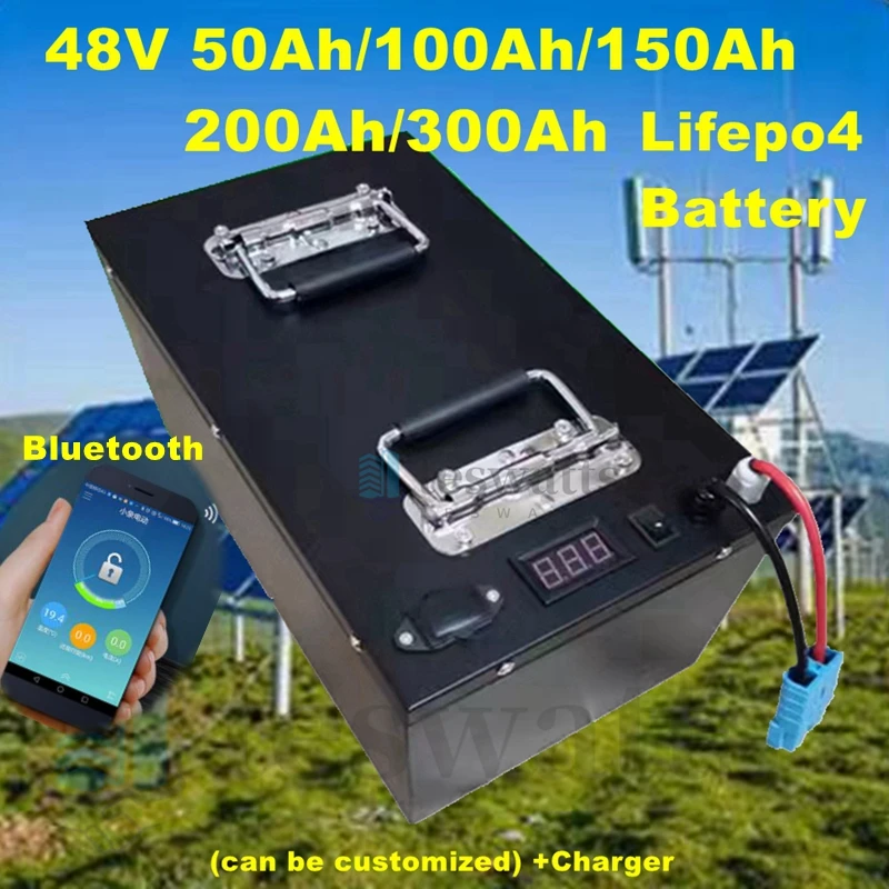 48V 50Ah 100Ah 150Ah 200Ah 300Ah Lifepo4 Lithium Battery pack bluetooth Parellel for Solar system 3000W 5000W 6000W Inverter