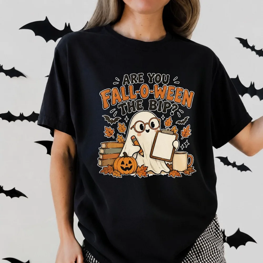 Are You Fall-O-Ween The BIP Shirt Funny ABA Halloween Tee BCBA Ghost Teacher Cotton T-Shirt Special Education Fall Casual Shirt