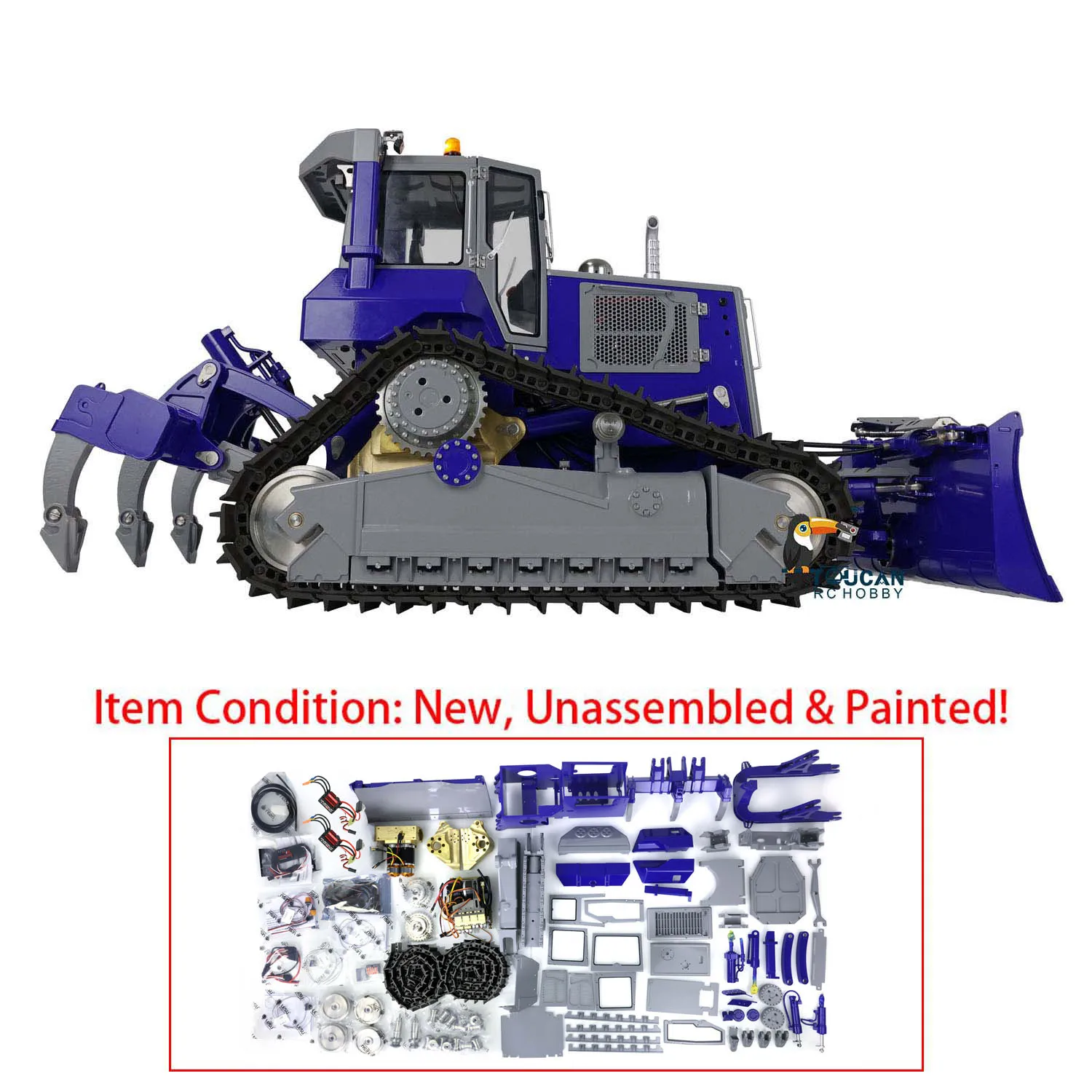 KIT LESU DT60 RC Hydraulic Bulldozer 1/14 Remote Control Painted Kits Dozer Crawler Truck Model Light Sound Gift Toys THZH1340