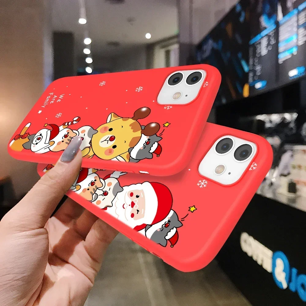 New Year Christmas Red Santa Reindeer Xmas Phone Case for iPhone 16 15 11 14 12 13 Pro Max Mini 7 8 Plus SE3 Shells Fundas Shell