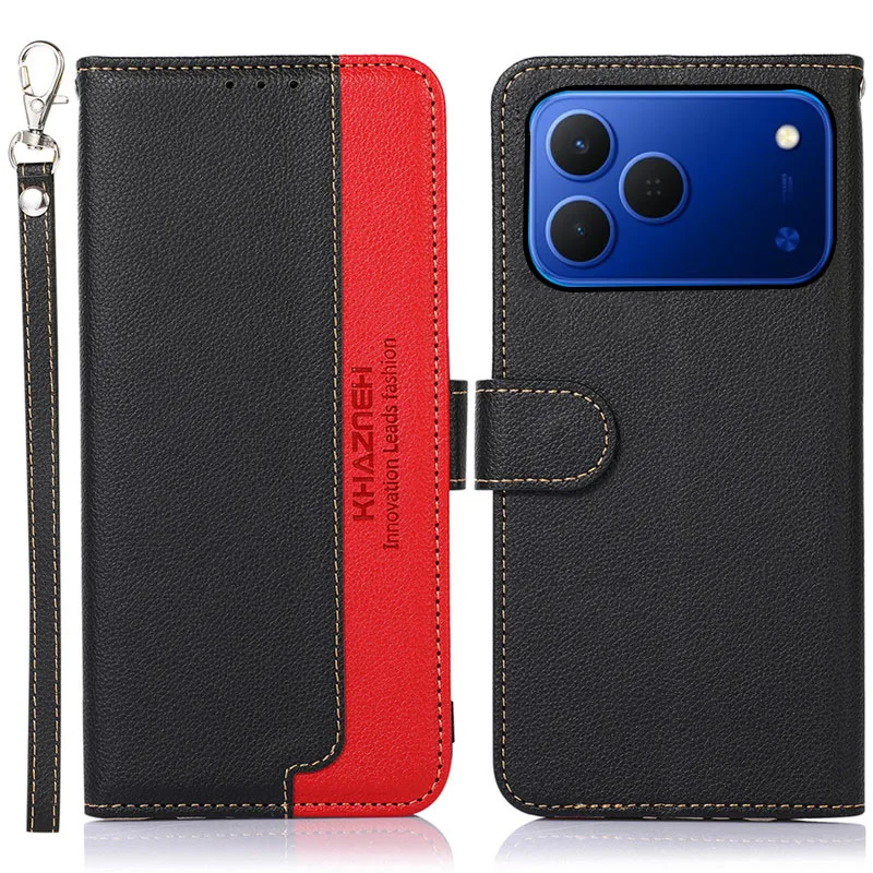 Flip Zweifarbige Leder-Handyhülle für Tecno Spark 50 4G Slim 40C 40 30 Pro Pro+ 30C 5G RFID Stoßfeste Kartenfach-Brieftaschenhülle