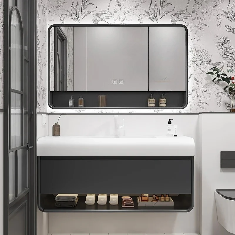 Retro Bathroom Cabinet Ceramic Whole Washbin Countertop Washstand Cabinet Holding Basin Wash Basin Cabinet