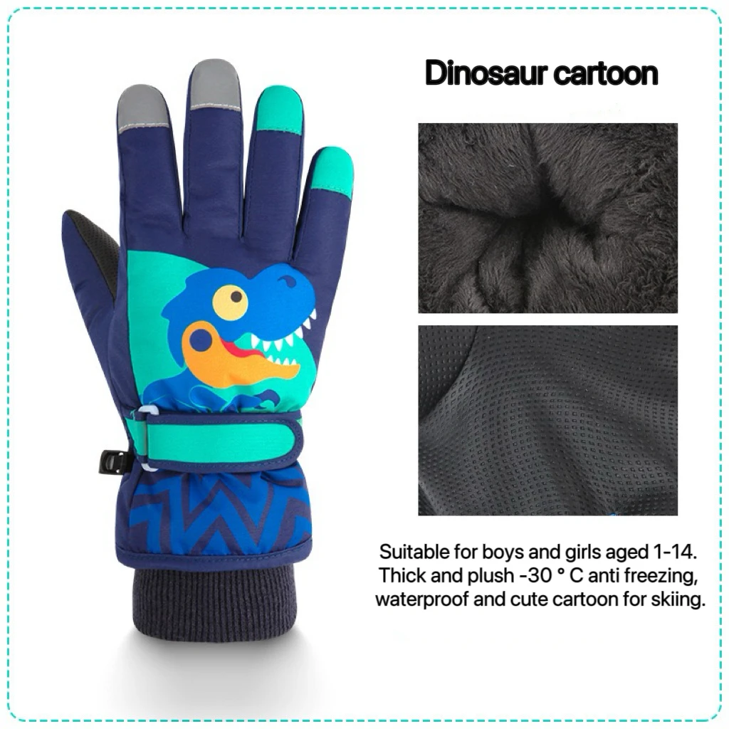 Thicken Baby Winter Gloves Coral Fleece Waterproof Child Ski Gloves Snowboard Outdoor Sports Kids Snow Mittens for Girls Boys