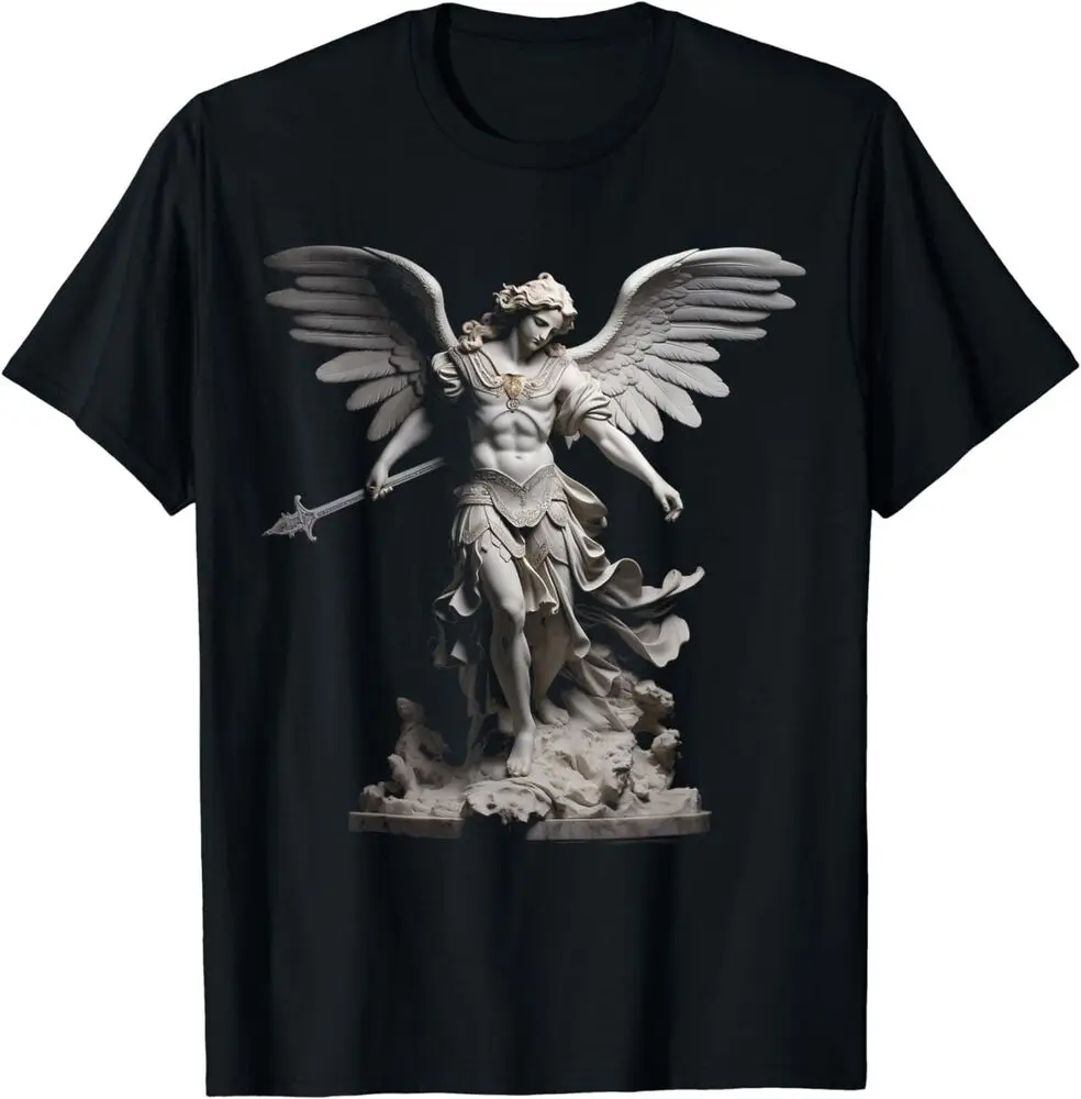 New Limited Saint Michael The Archangel Angelic Sculpture Angel Statue T-ShirtHigh Quality 100%Cotton Short Sleeve