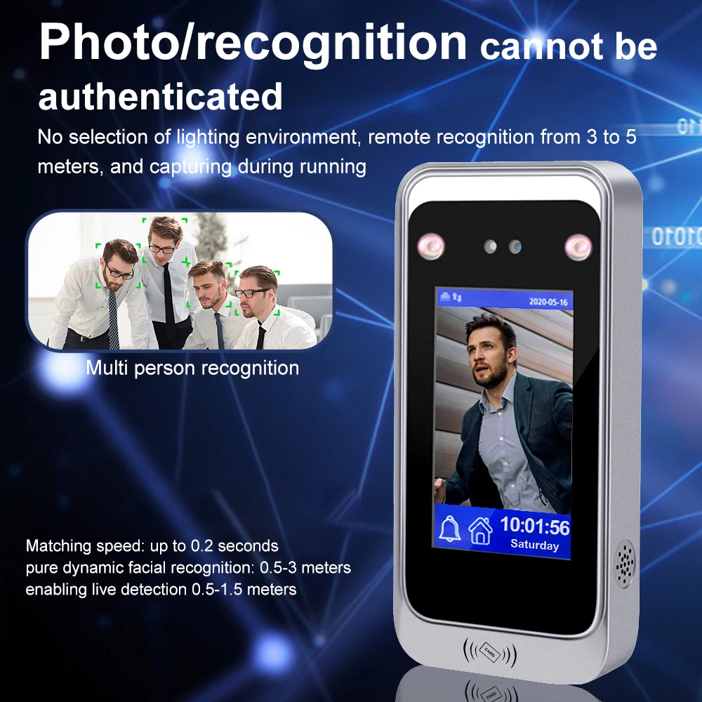 4.3inch HD Biometric Face Facial Recognition Doorman Door Lock Access Control System TCP/IP Wifi Attendance Machine 2000 Users