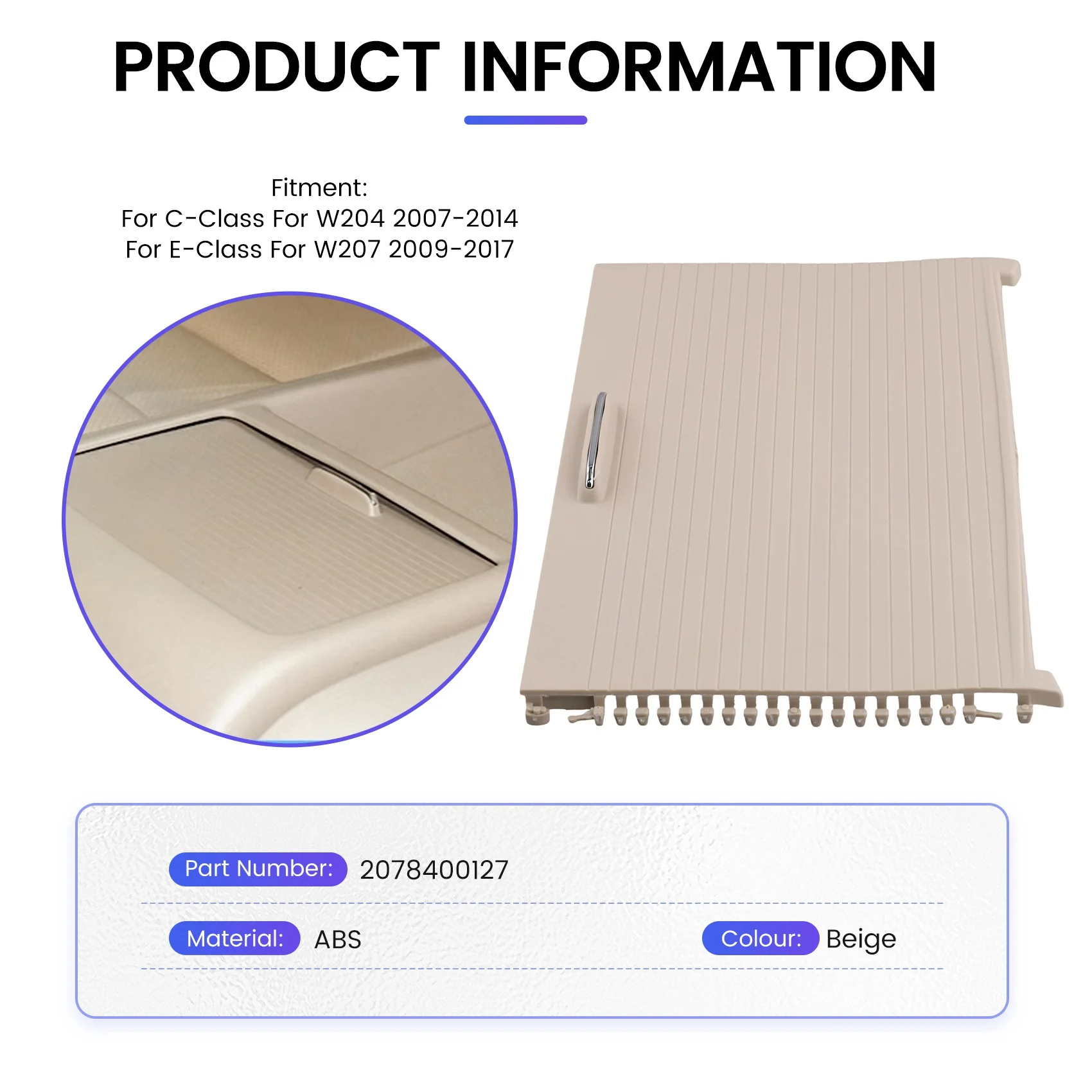 

A58X-Beige Car Center Console Cup Holder Shutter For Benz E-Class C-Class W207 W204 2078400127