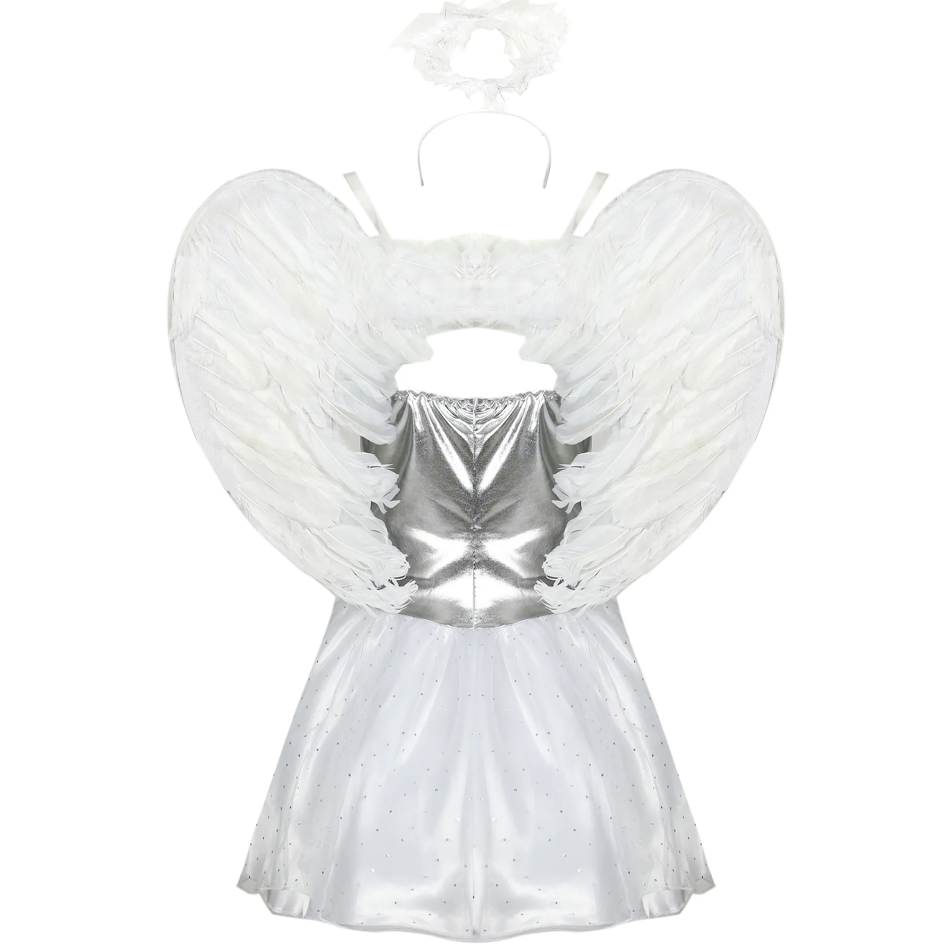 Déguisement Ange Sexy Blanc Femme avec Ailes – photo 7