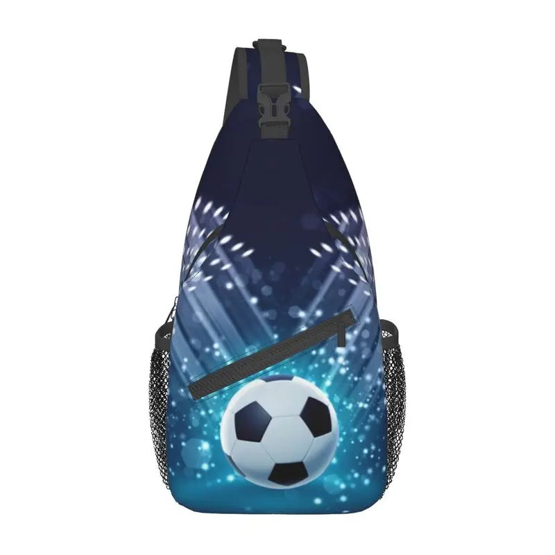 Mochila cruzada de hombro personalizada para hombres, patrón de balón de fútbol, bolso de pecho con eslinga, mochila de viaje