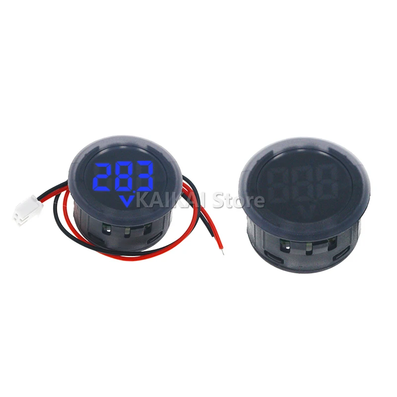 DC 4-100V LED Digital Display Round Two-wire Voltmeter DC Digital  Car Voltage Current Meter Volt Detector Tester Monitor Pane