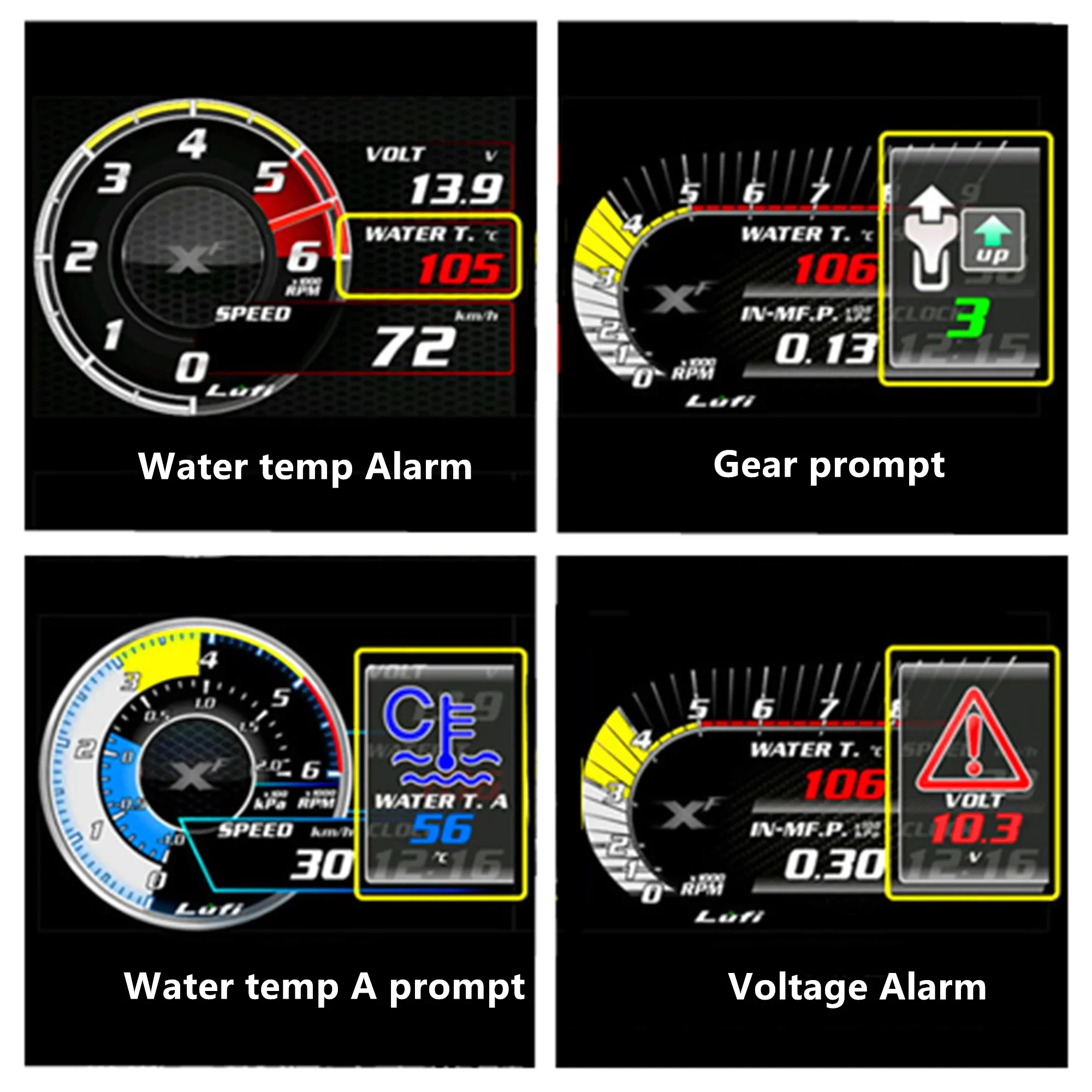 Best LUFI XF OBD2 Gauge Display English Version Digital Boost Revolution Instrument Car Pressure Afr RPM EXT Oil Meter Alarm Li