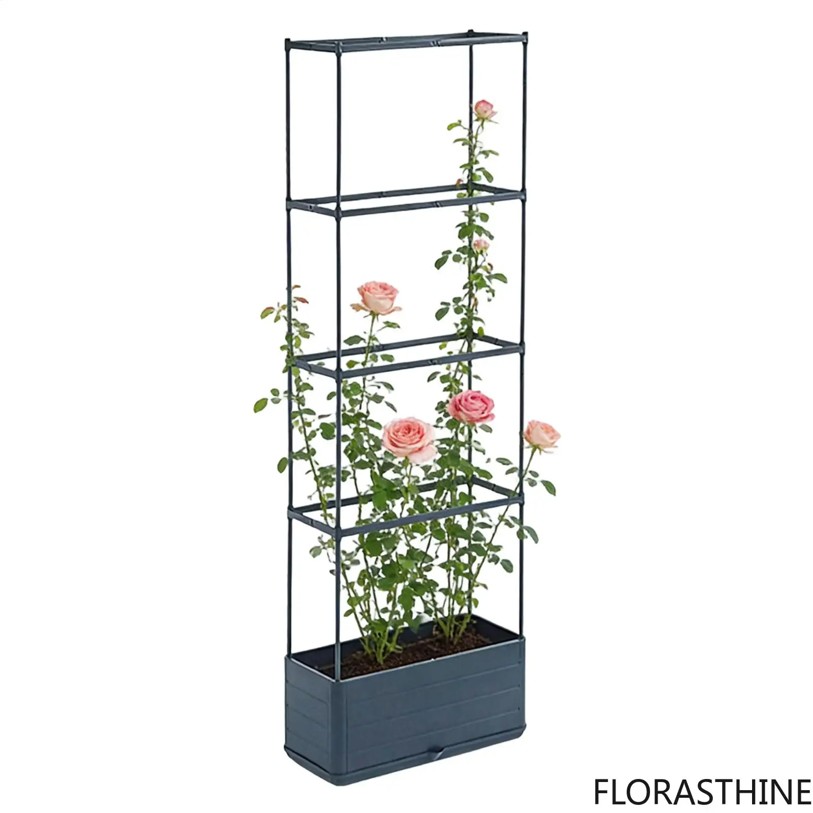 Garden Plant Cultivation Tower Vertical Growing Container Rectangular Climbing Vine Planting Tomato Box Cage with Trellis