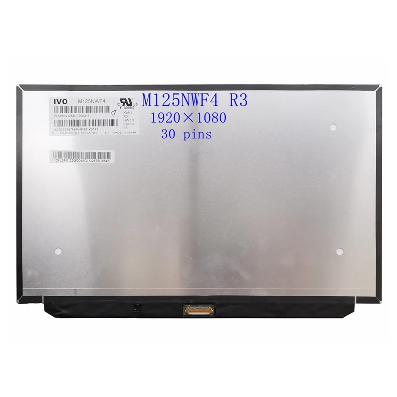 

12.5" Laptop LCD Screen M125NWF4 R3 Fit B125HAN02.2 N125HCE-GN1 For Lenovo ThinkPad X260 X270 x280 Non-Touch FHD 1920x1080 30pin