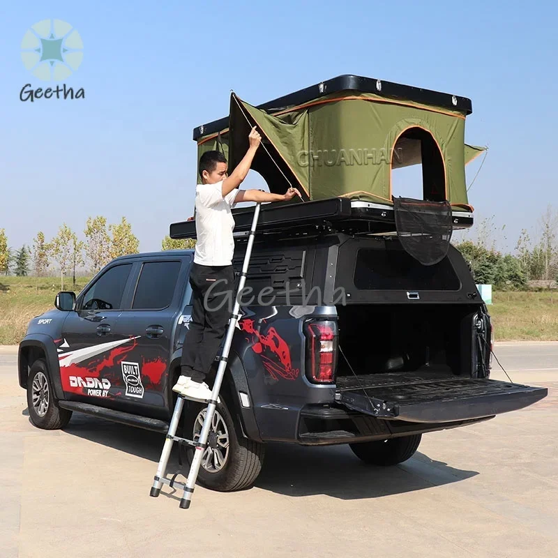 

3-4 Person Waterproof 4x4 Roof Top Tent with Aluminum Poles Hard Shell Toyota Hilux Tacoma GMW Camping Car Rooftop Adventures