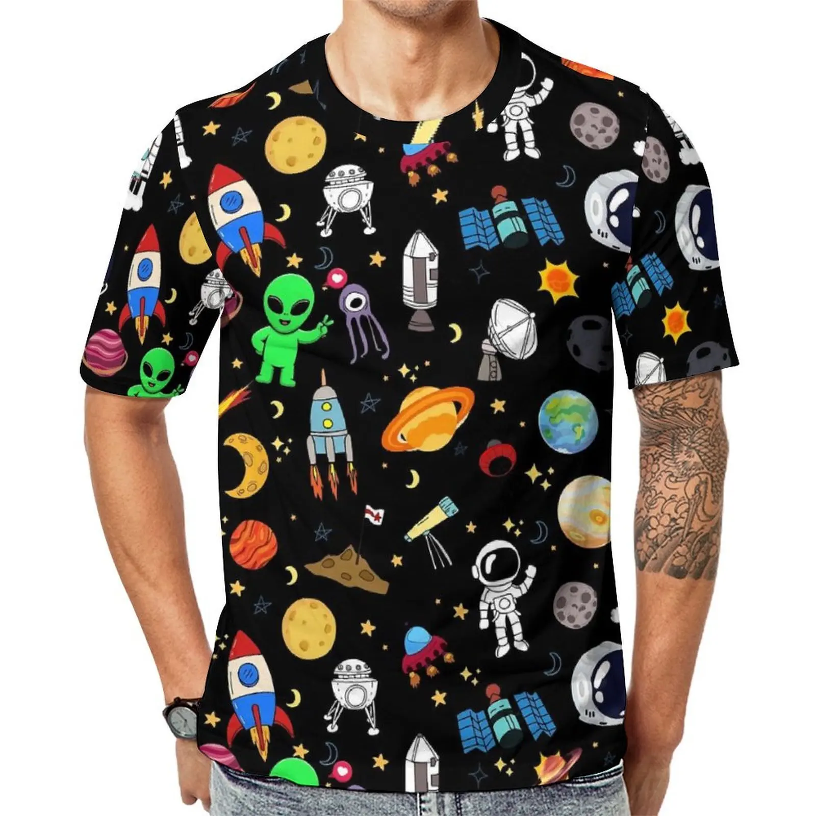 Celestial Space T Shirt Solar System Planets Fashion T-Shirts Couple Funny Tee Shirt Beach Short Sleeve Graphic Tops Plus Size