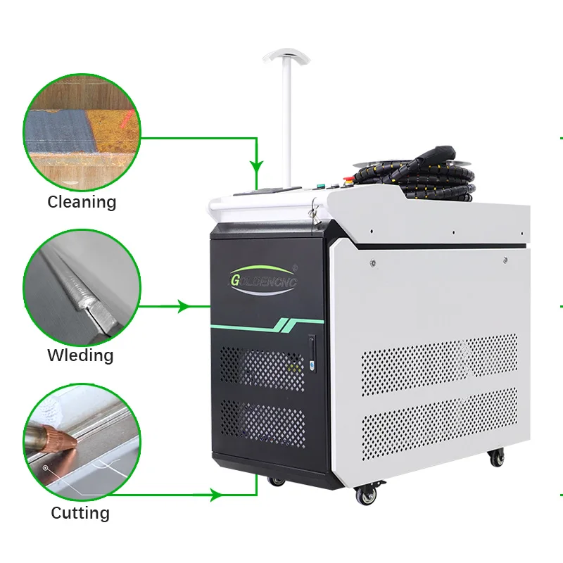 China Cheap 1000W 1500W 2000W Optional Portable Mini All-in-One Fiber Laser Cleaning/cutting/welding Machine