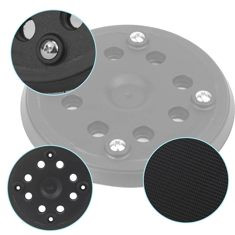 2PC Nylon Sticker Sanding Discs 125Mm With Hook And Loop 8 Holes And 4 Eye Sanding Plate Compatible For ,With Screw