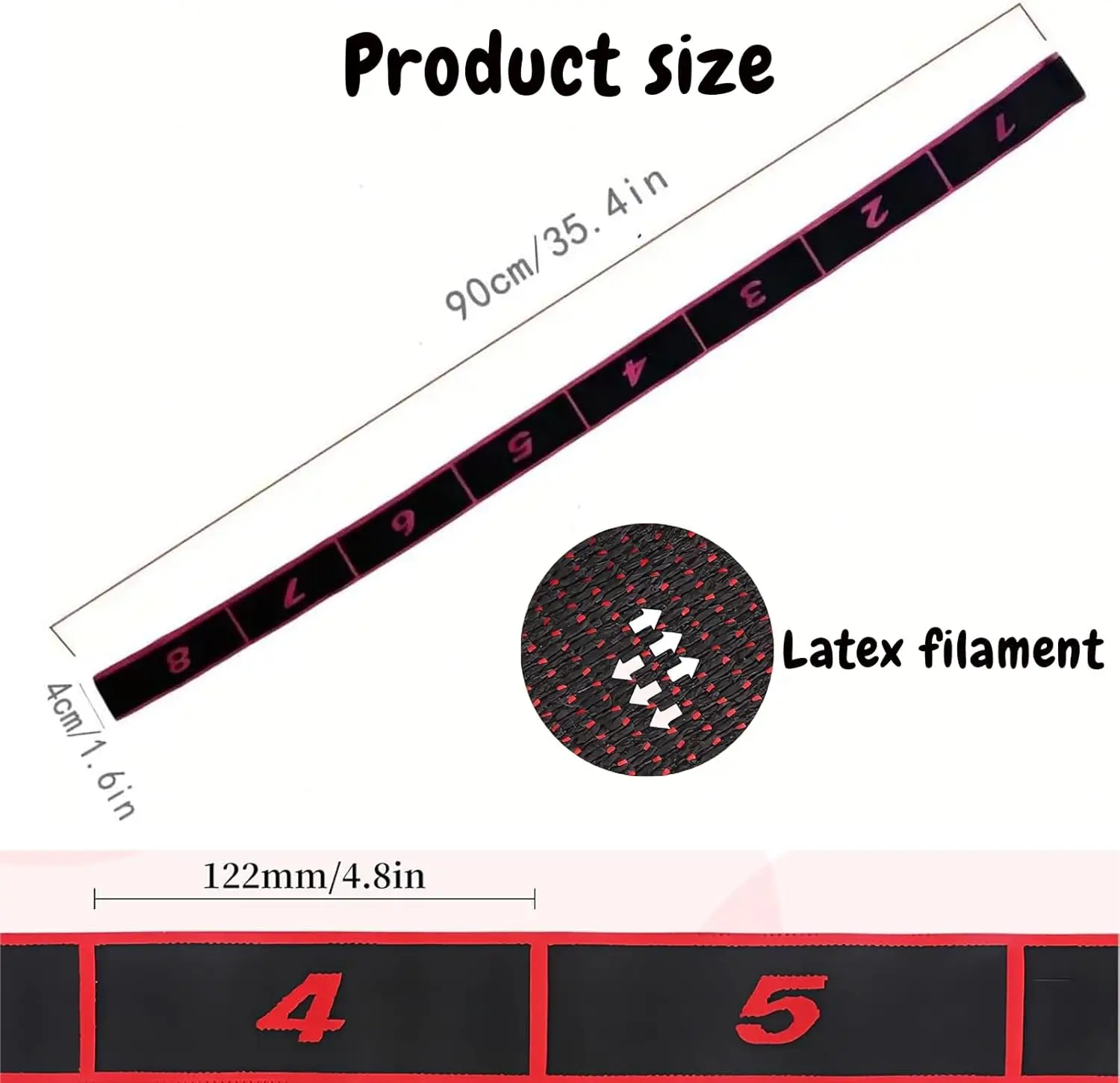 Elastic Yoga Stretching Strap with Loops,Yoga Strap Numbered Resistance Band 8 Segment Pilates Stretching Band for Physical Danc