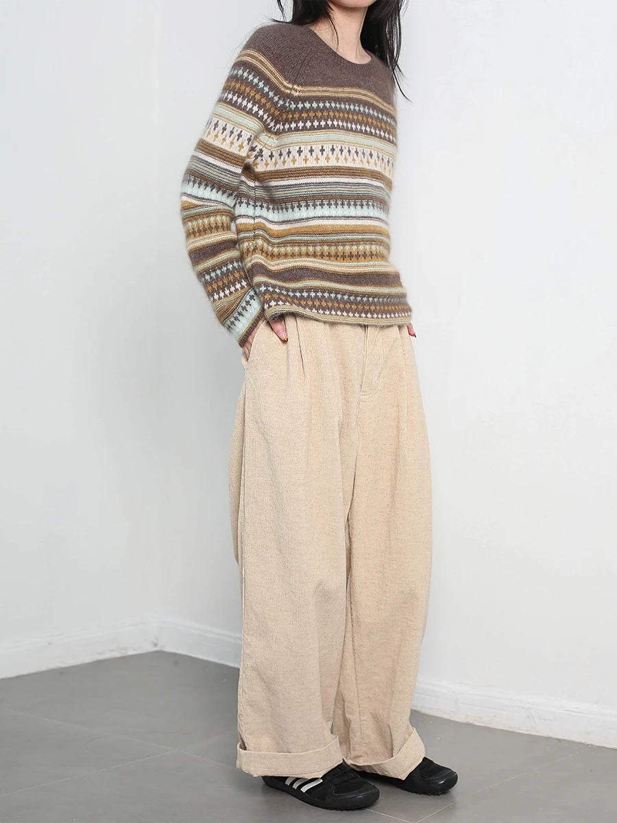 

Wide Leg Velvet Trousers Women's Mixed Cotton Linen Fce Pants Faionable Loose Fit Casual Trousers by ZOEPRO