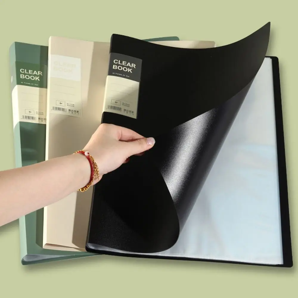 

A3 Clear Book 20/40/60 Pages Transparent Inner Page Document Storage File Bag Big Size Multicolor Storage File Folder Exam Paper