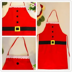 5PCS Adult Kids Christmas Apron Christmas Red Dress Apron Hotel Cooking and Baking Chef Apron Holiday Decoration Christmas Party