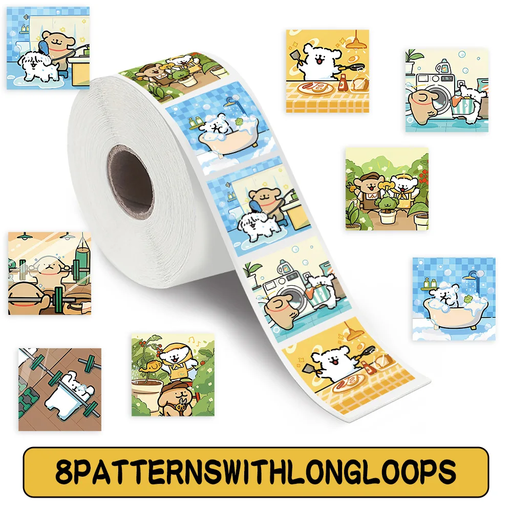 

500pcs/Roll Cartoon Cute Line Dog Roll Stickers Creative Decoration Mobile Phone Case Water Cup Notebook Toy Gift Stickers