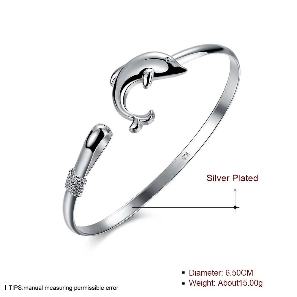 Fashion Jewelry Dolphin Cuff Bangle Bracelet for Women Wedding Engagement Gift - 925 Sterling Silver