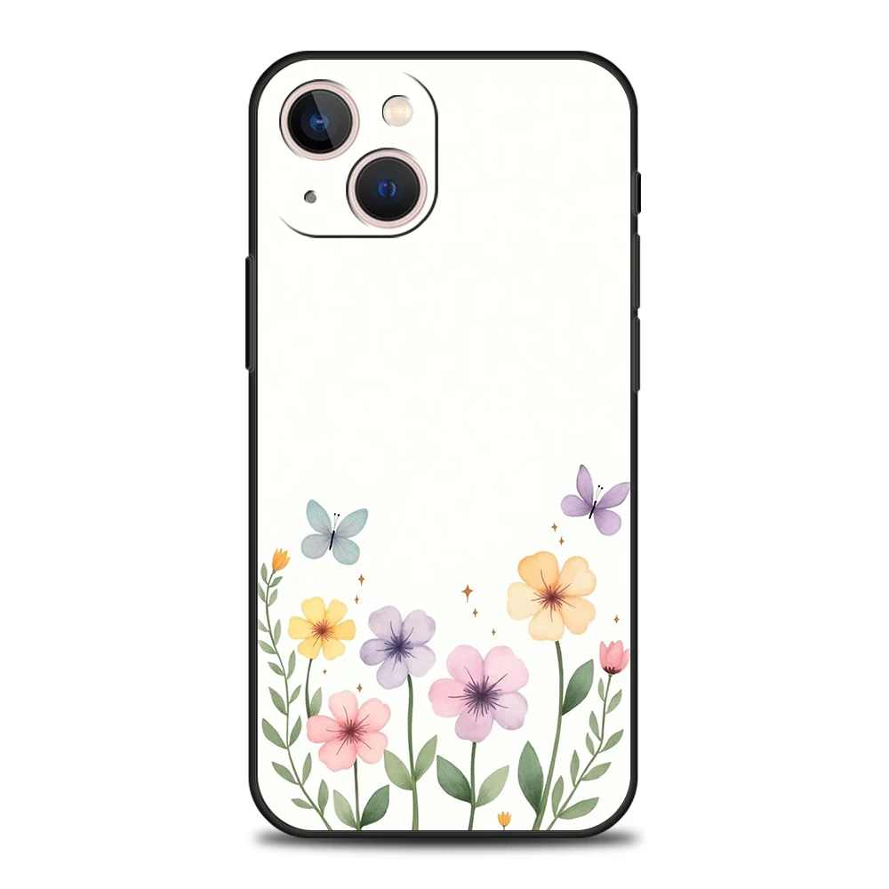 Luxury TPU Soft Phone Case For iPhone 17 Air 16E 16 11 15 14 Pro MAX 12 13 7 8 Plus X XR XS SE 2022 Cover Elegant Flower