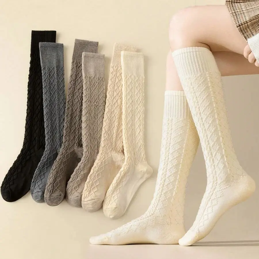 

1 пара модных женских носков до икр для весны и осени, длинные носки для коррекции фигуры, мягкие и удобные.