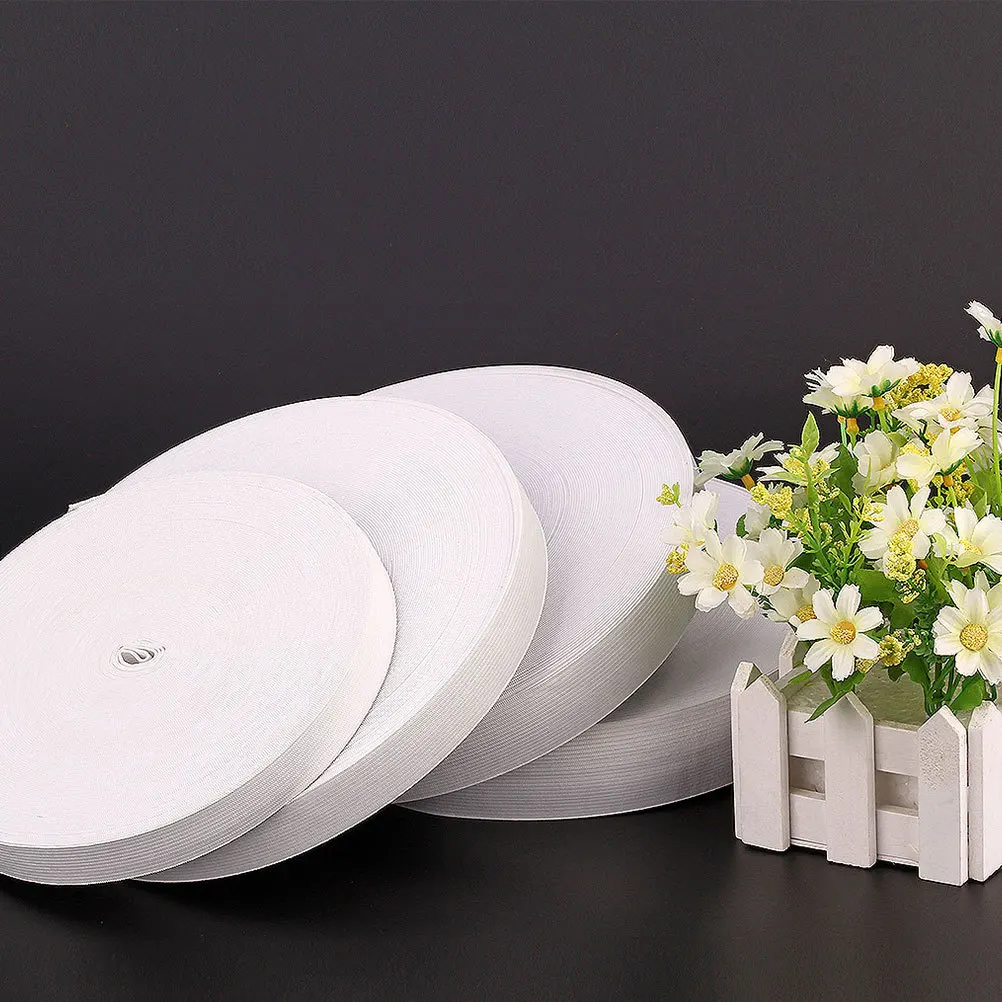 

1 Roll 30M 2Cm White Flat Elastic Band For Sewing Clothing Accessories Knitting Elastic Webbing Diy Craft Hook Braided Polyester