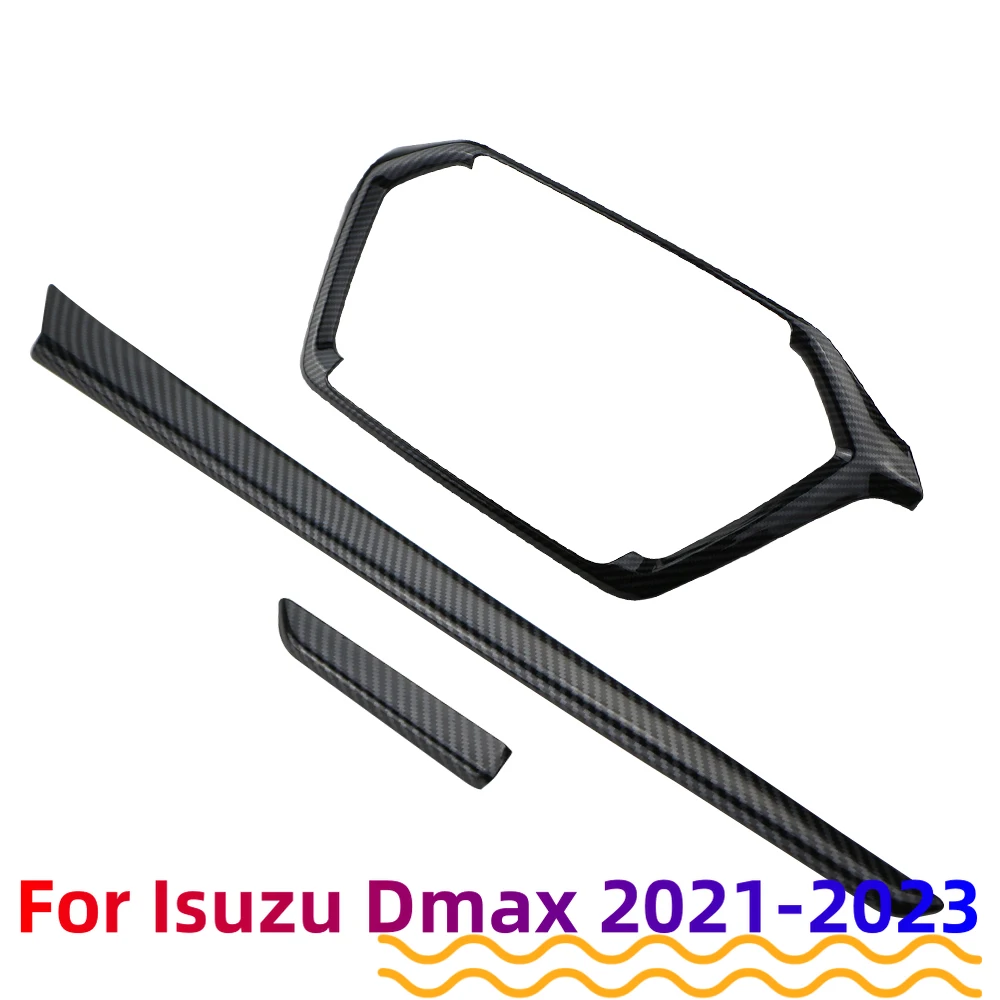 LHD Stickers For ISUZU D-MAX DMAX 2021 2022 2023 Dashboard Central Control Trim Cover Navigation ABS Carbon Fiber Car Styling