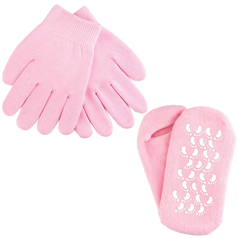 1 set Reusable SPA Gel Socks & gloves Moisturizing whitening exfoliating velvet smooth beauty hand foot care silicone socks