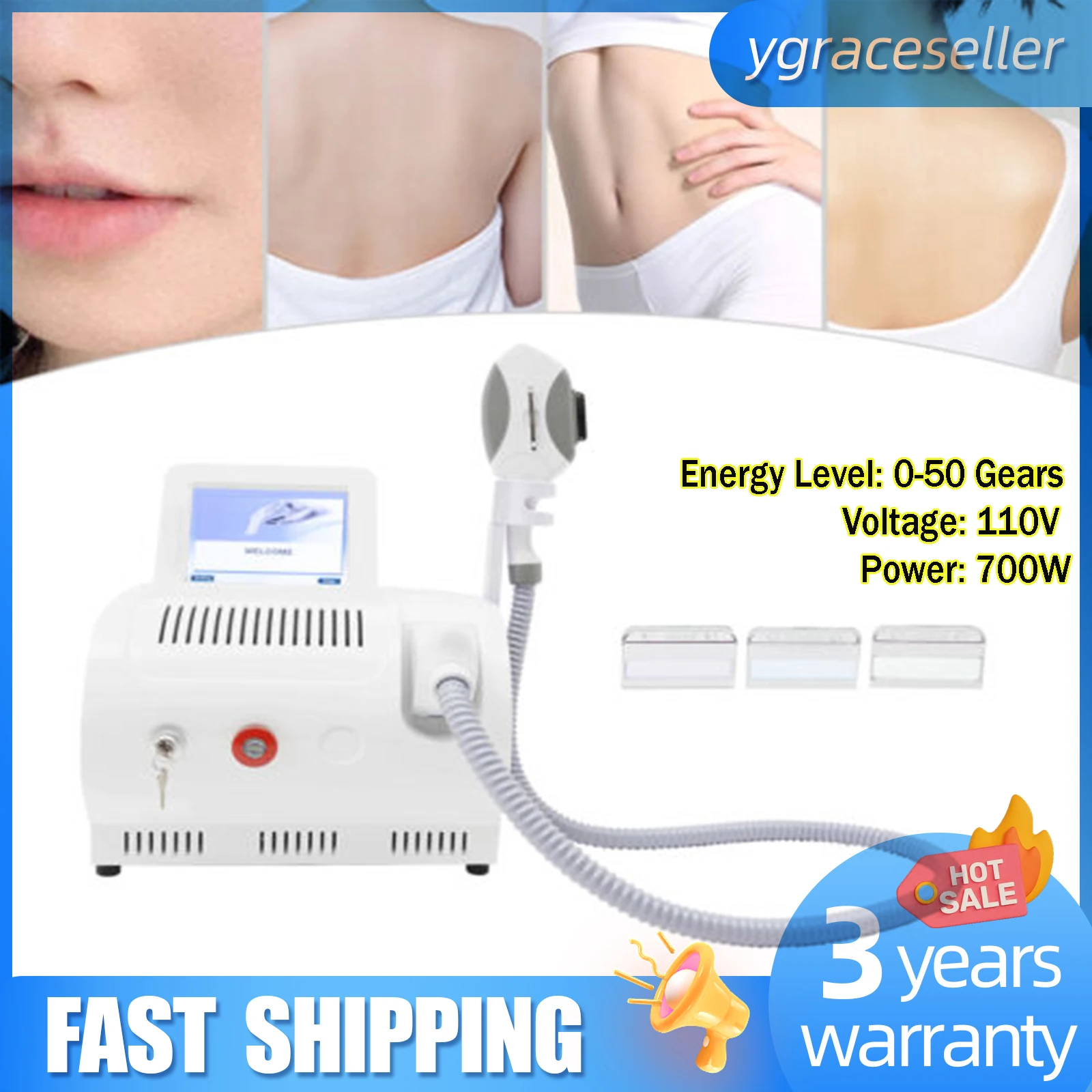 New PRO OPT Elight IPL Laser Hair Removal RF Skin Rejuvenation Machine Permanent Skin Regeneration Machine US