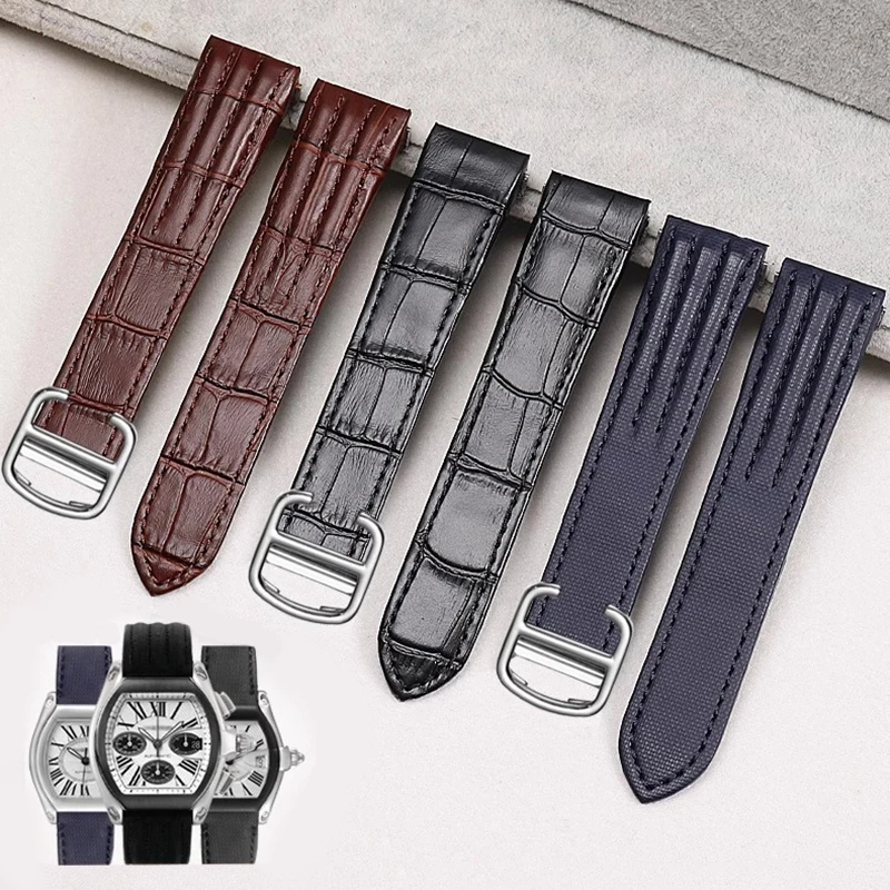

Быстросъемный браслет для часов 19 мм 20 мм для спортивных часов Cartier Roadster W 6206018 Нейлоновый мужской браслет с крокодиловым узором
