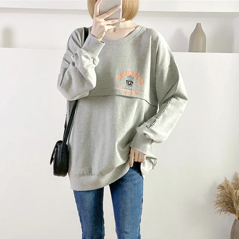 

Women Maternity Clothes Spring And Autumn Long Sleeve Soild Nursing Top Breastfeeding Shirt Summer Pregnancy Nursing Tee Clothes