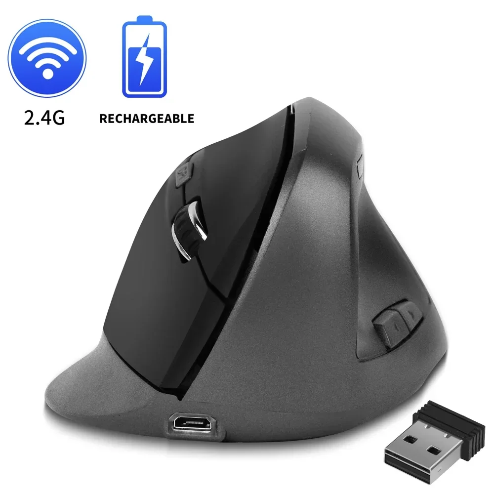 Ergonomic Wireless Mouse 1600DPI USB Rechargeable 2.4GHz Optical Vertical Mice B95C Ergonomic Rechargeable Gaming Mouse