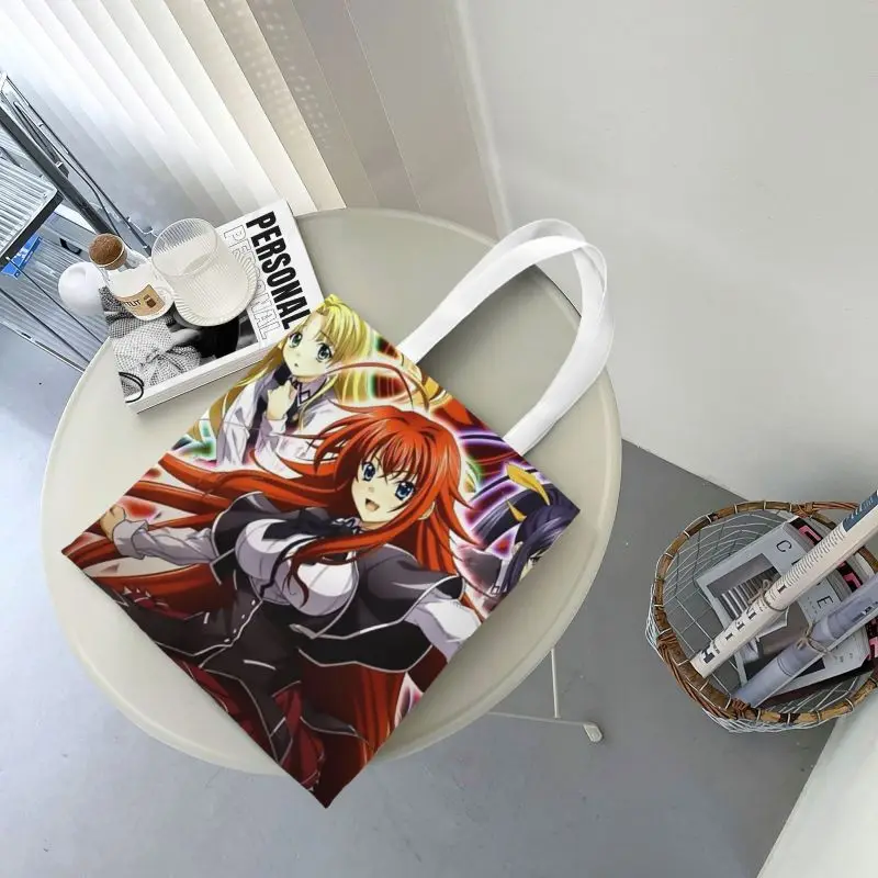 Custom High School DxD สาวเซ็กซี่ภาพเคลื่อนไหวผ้าใบผู้หญิงทนทานร้านขายของชำ Tote กระเป๋านักช้อป