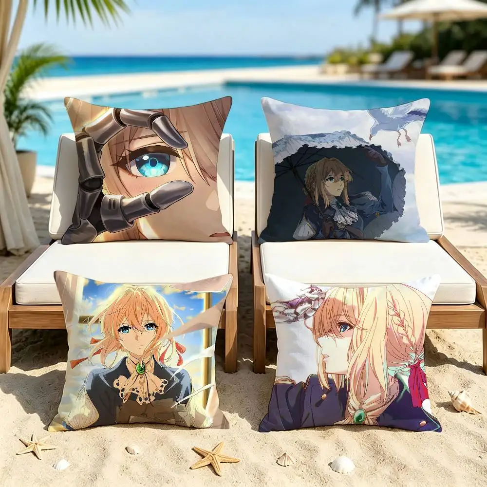Violet Evergarden  Square Pillow Case Multi Sizes For Car Home Bedroom Decor Custom Valentine Gifts