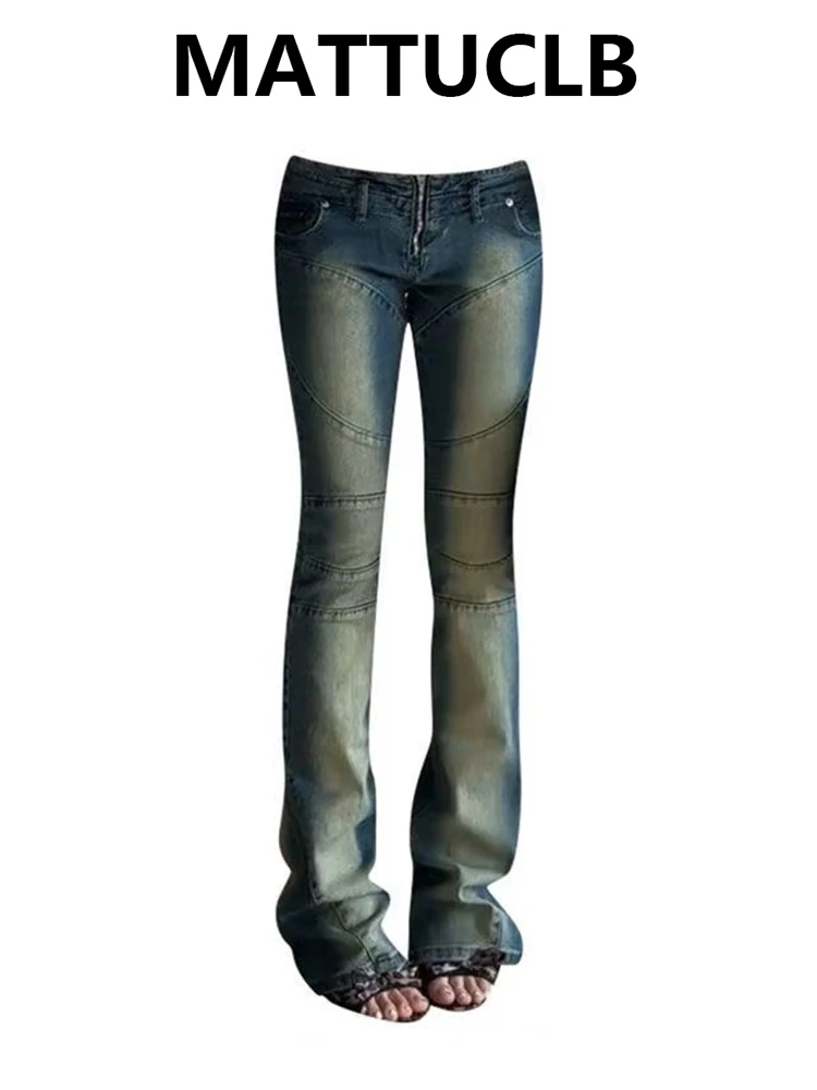 

Women's American Retro Low Rise Skinny Jeans Stretch Denim Pants Long Trousers Japanese Y2k Stacked Jeans Cowboy High Street New