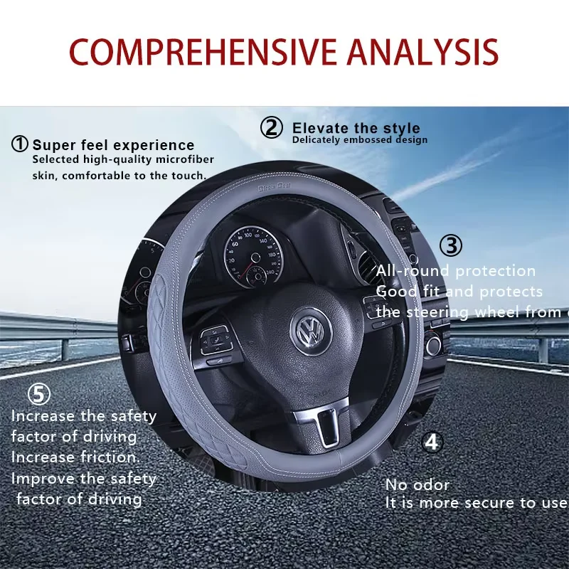 Lcars Suv Special-Purpose Luxury Steering Wheel Cover, Non-Slip, Breathable, Skin-Friendly Material, Soft Touch, Embroidered Craftsmanship, All-Season Car Comfort Handle Cover