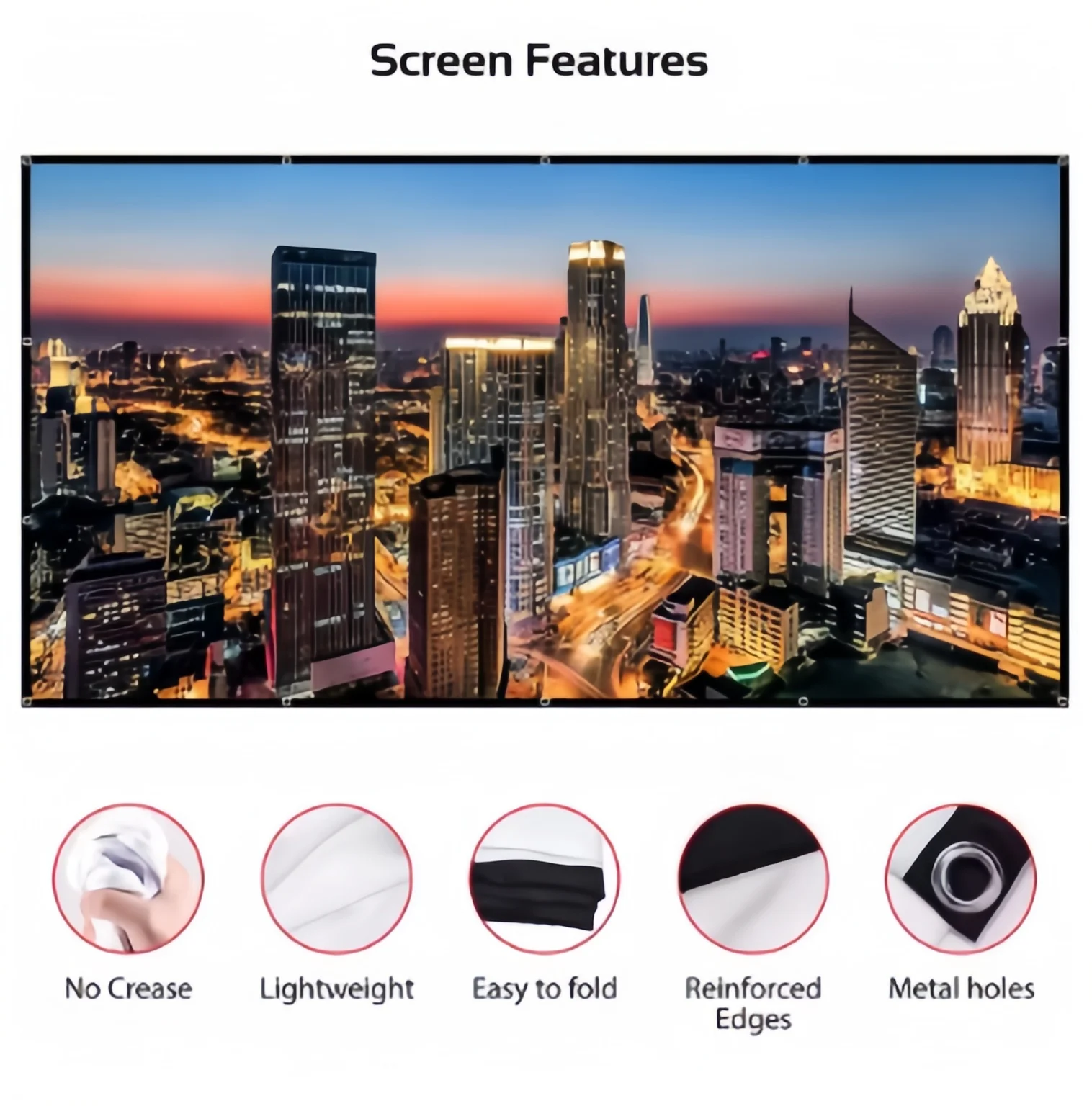 High-definition Simple Home Projector Screen 60/72/84/100/120/150 Inch Folding Anti Glare Portable Projection Curtains Screen
