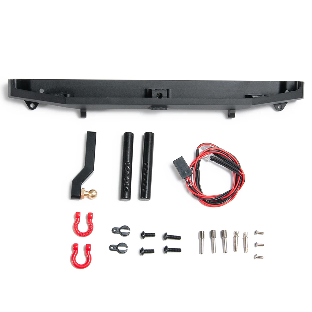 AXSPEED Aluminum Alloy Rear Bumper with D-rings Trailer Hook for T-raxxas TRX-4 1/10 RC Crawler Car Upgrade Parts
