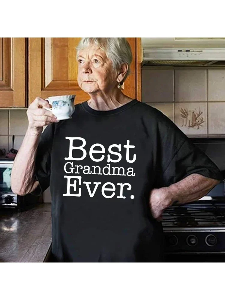 Best Grandma Ever Women T-shirt Gift Grandparents Female Tees Top Graphic T Shirts Harajuku Summer Casual Clothes Cotton