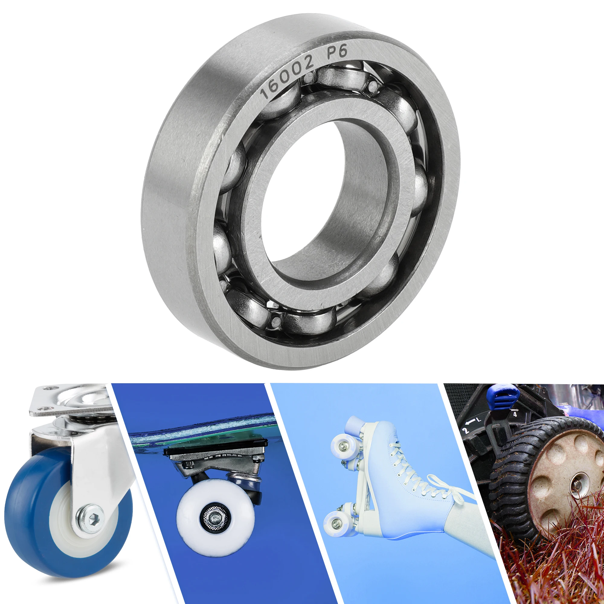 Motoforti 16002 Deep Groove Ball Bearings P6 15x32x8mm Lubricated Bearings Open Type Silver Tone Scooter Skateboard Wheel