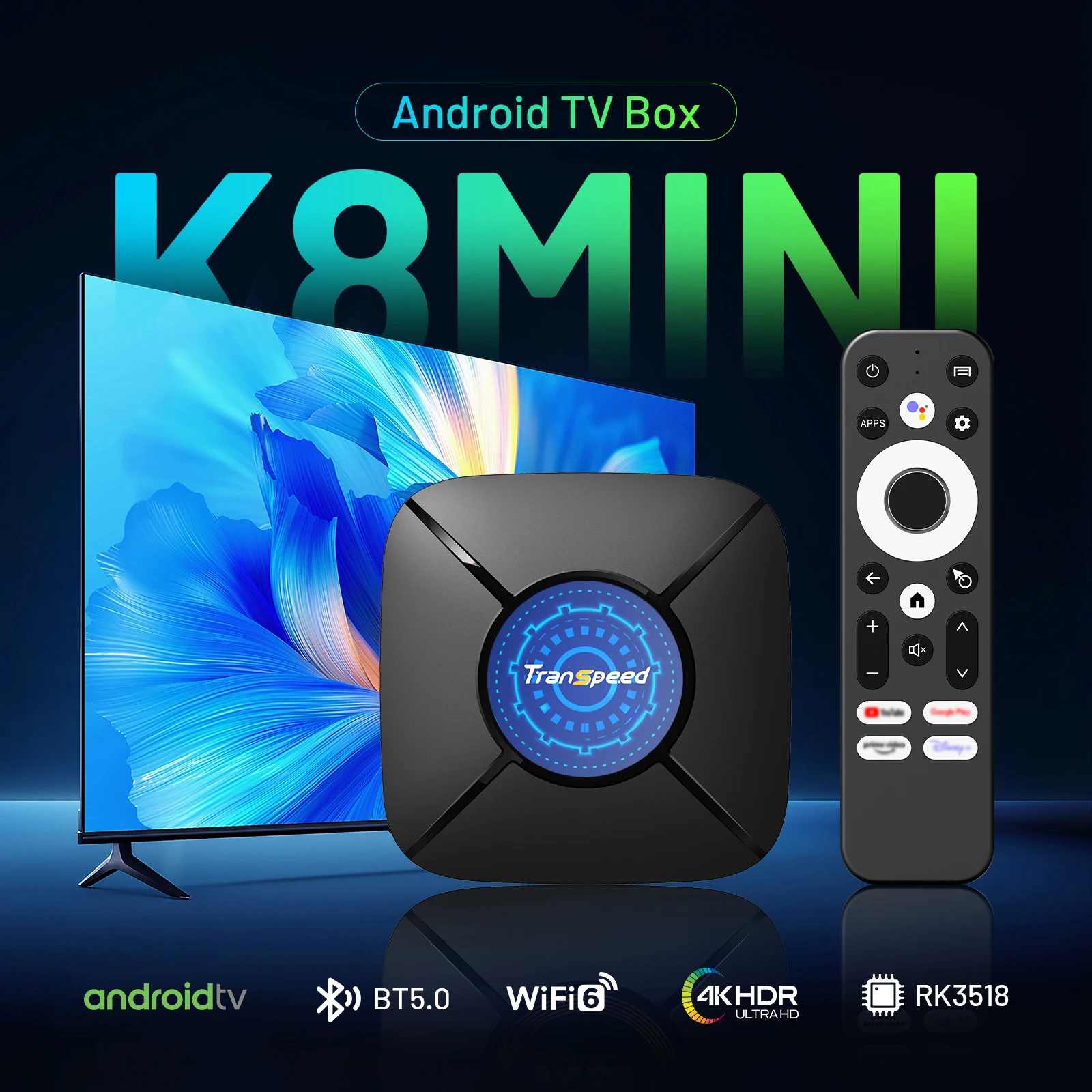 Magcubic K8 ATV Android 14 TV BOX RK3518 مع تطبيقات تلفزيون مساعد صوتي مزدوج واي فاي رباعي النواة Cortex A53 يدعم 8K 4K Video BT5.0